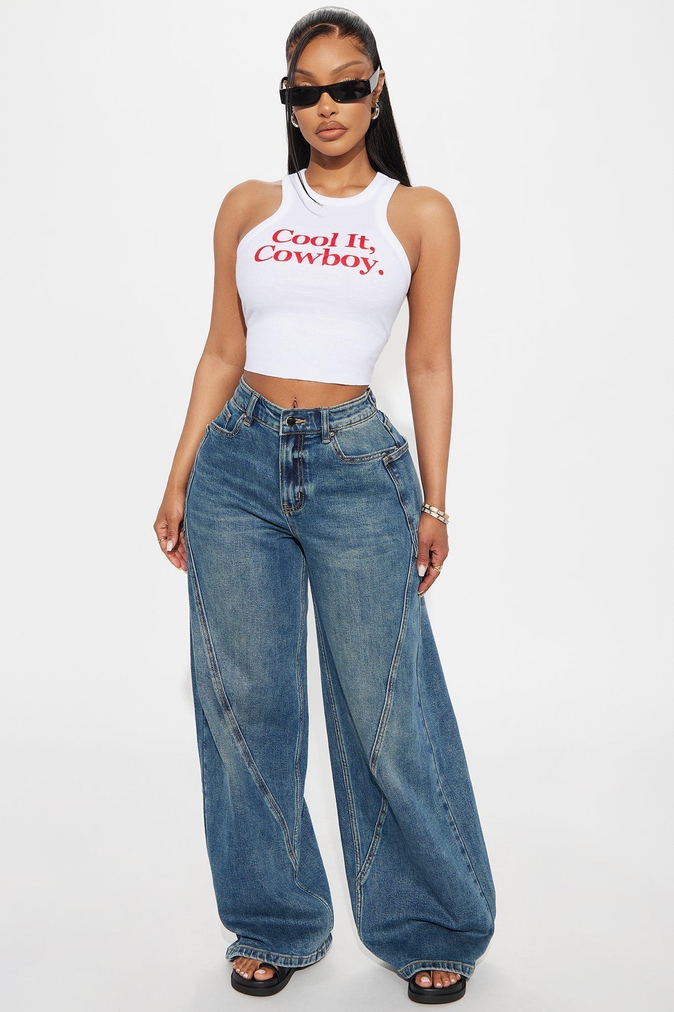 Cool It Cowboy Tank Top - White