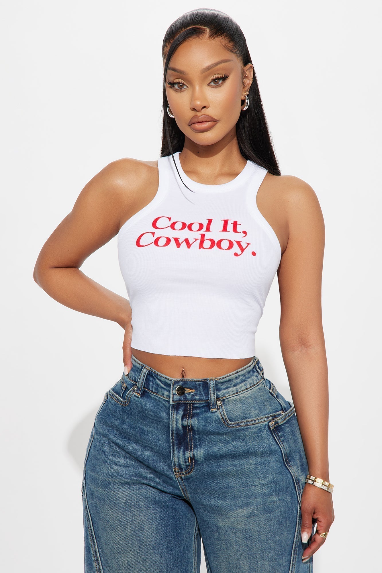 Cool It Cowboy Tank Top - White