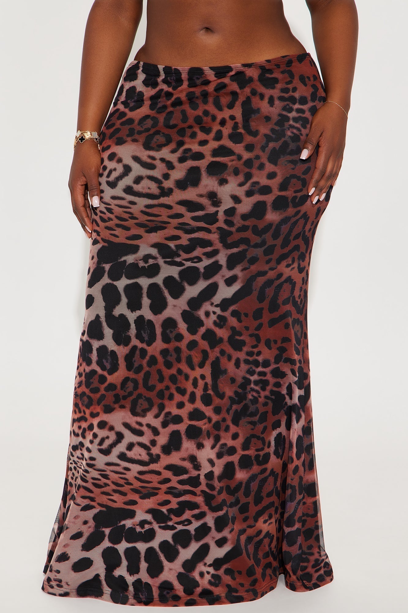 She's Been Spotted Leopard Mesh Maxi Skirt - Brown/combo