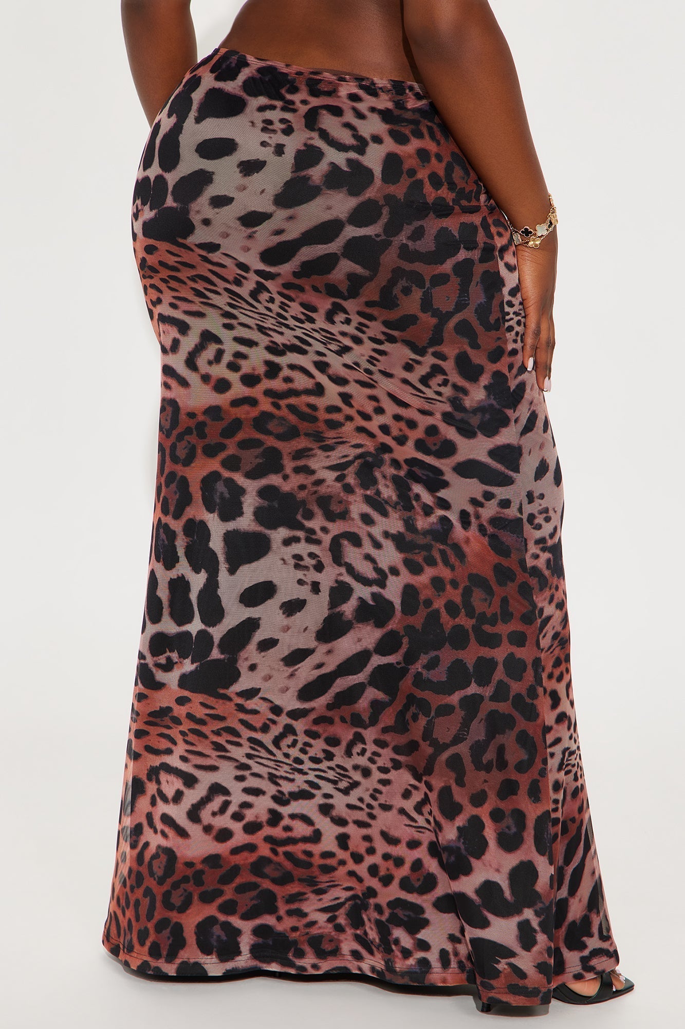 She's Been Spotted Leopard Mesh Maxi Skirt - Brown/combo