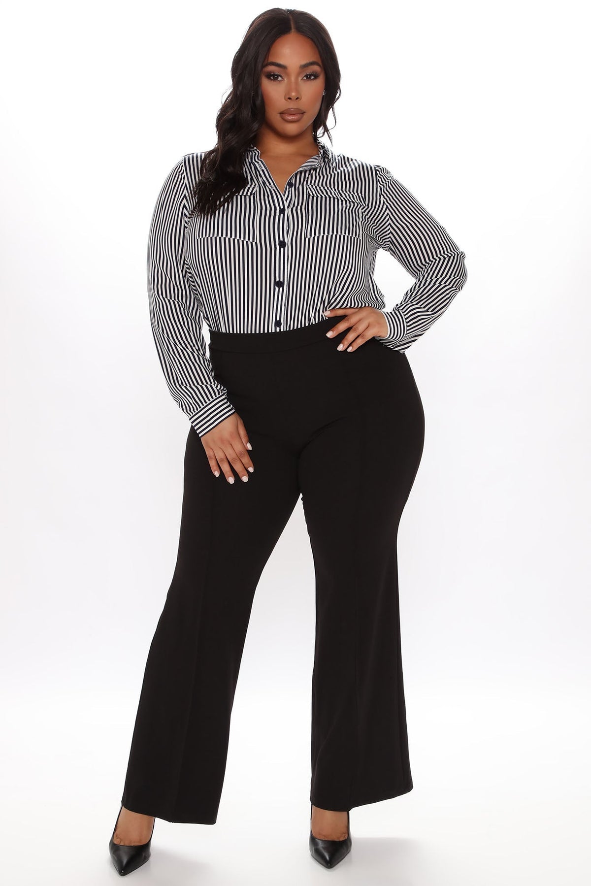 You Better Work Striped Shirt II - Navy/White