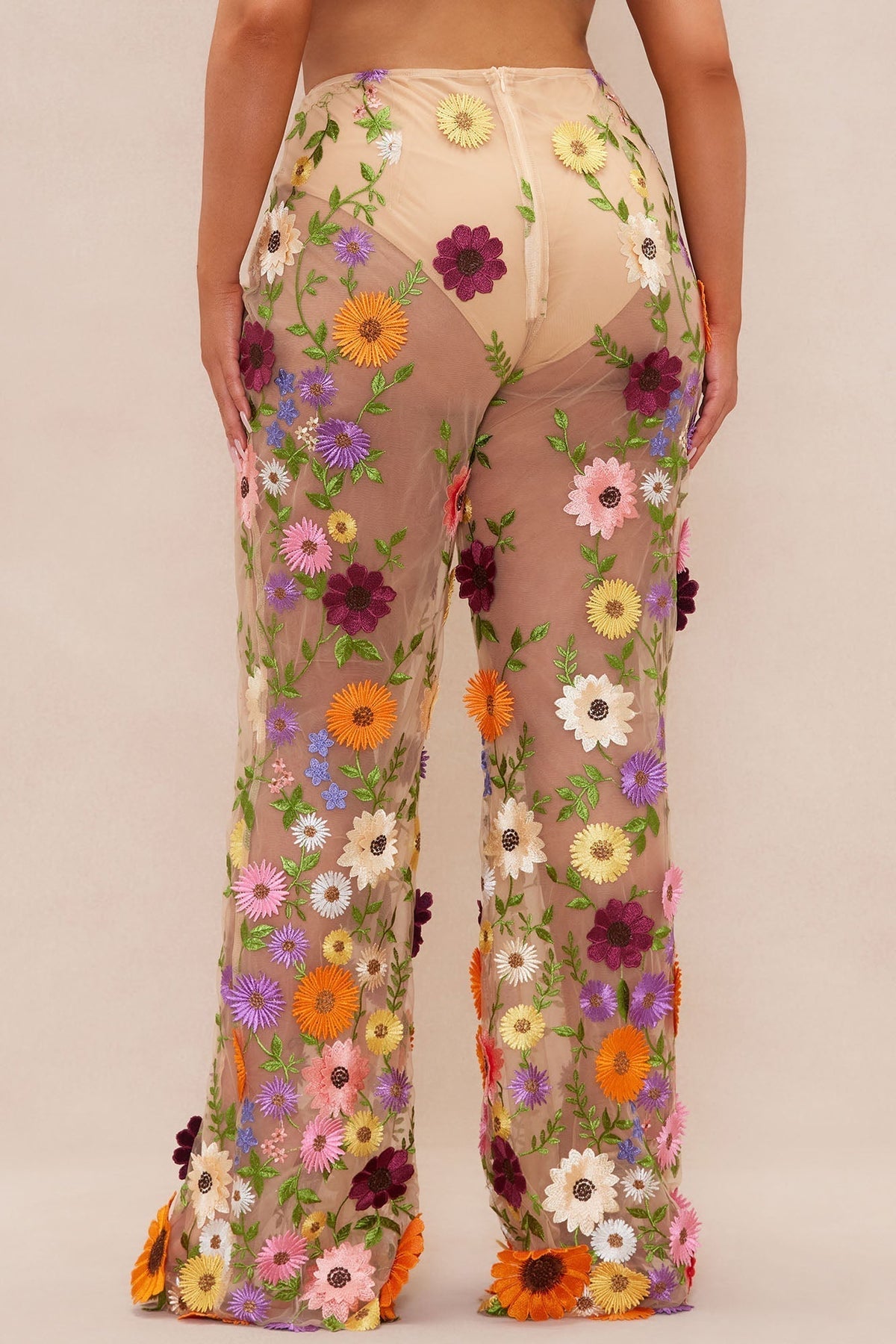 Celena Embroidered Pant - Nude/combo