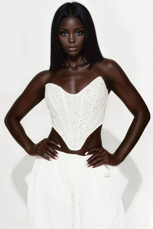 A Night To Remember Sequin Corset - White