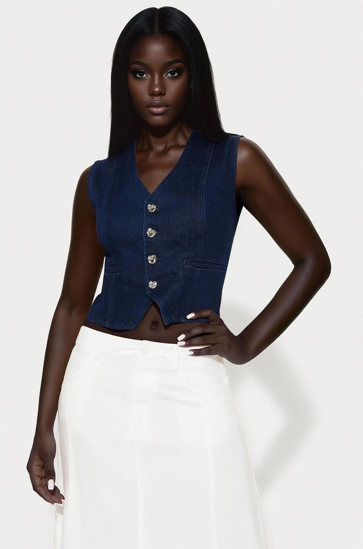 Denim Dreams Hardware Vest - Indigo