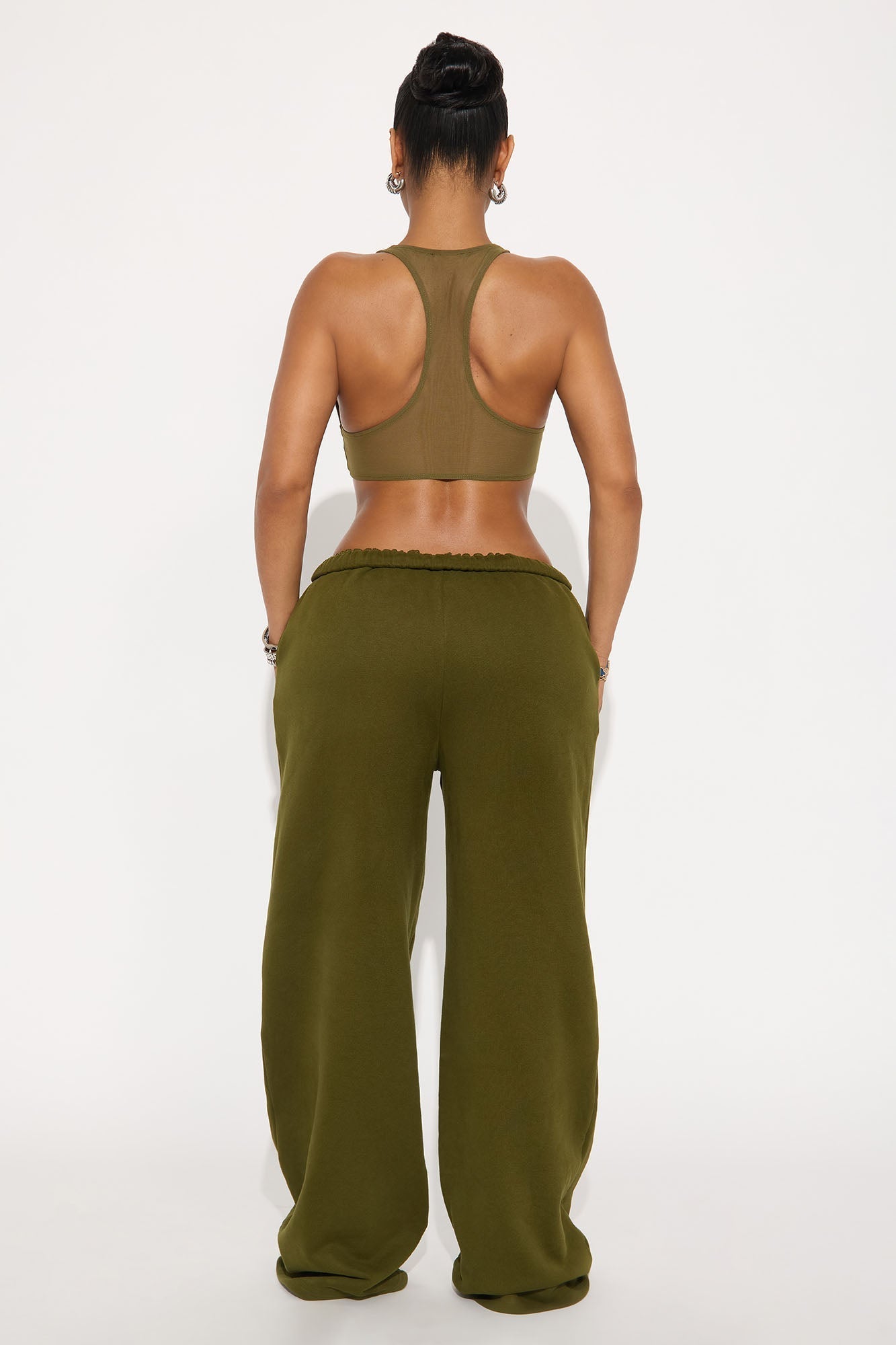 French Terry Drawstring Sweat Pant - Olive
