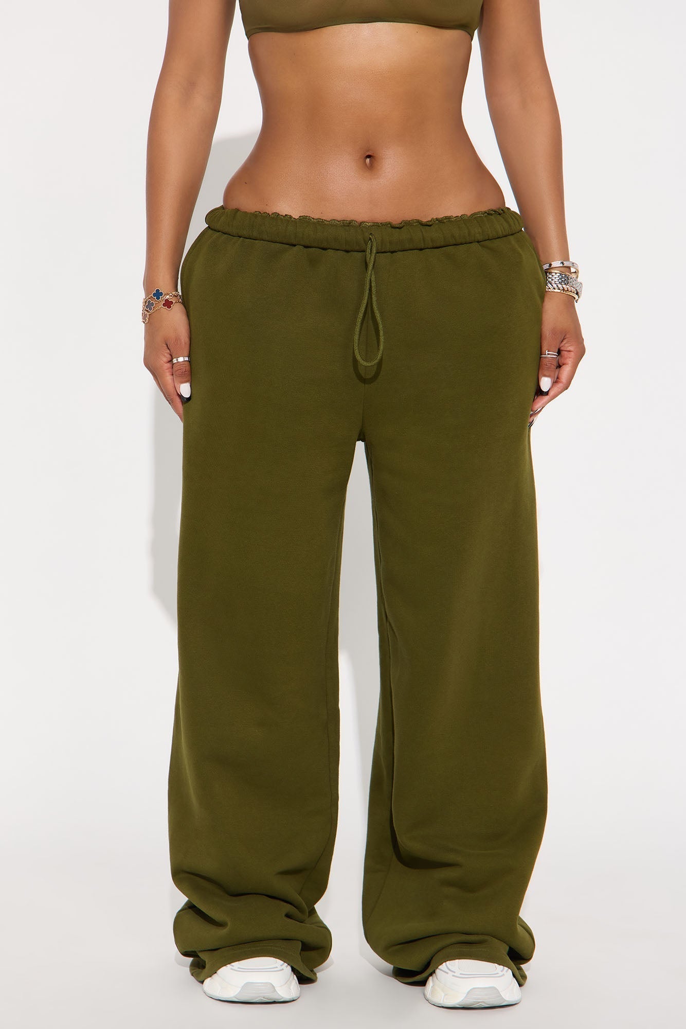 French Terry Drawstring Sweat Pant - Olive