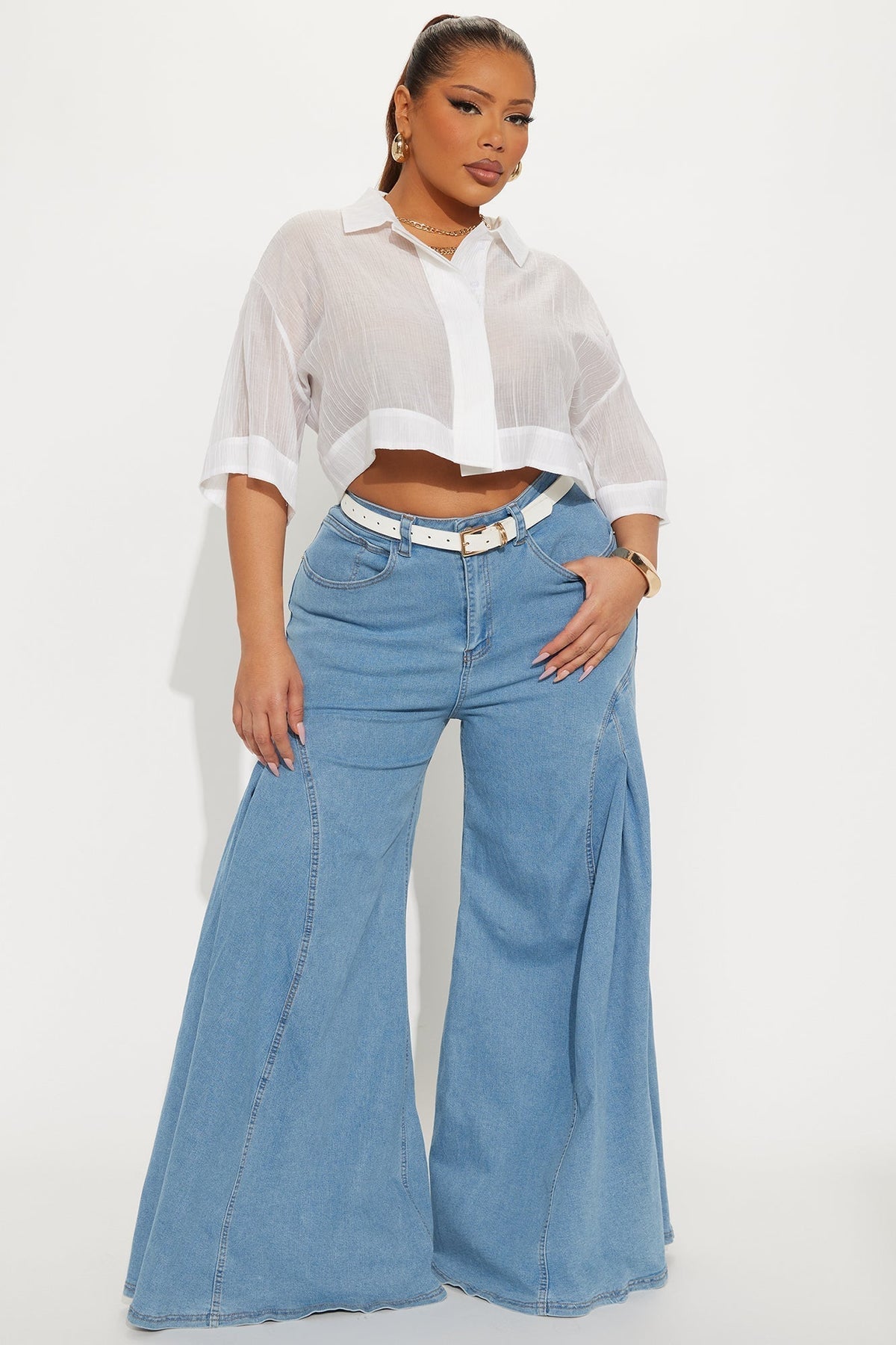 Kalinda Extreme Wide Leg Jeans - Medium Wash