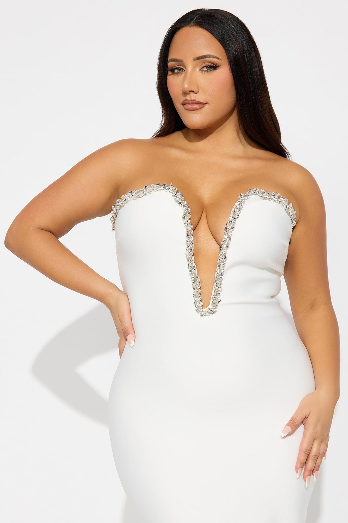 Sweetest Heart Embellished Midi Dress - White