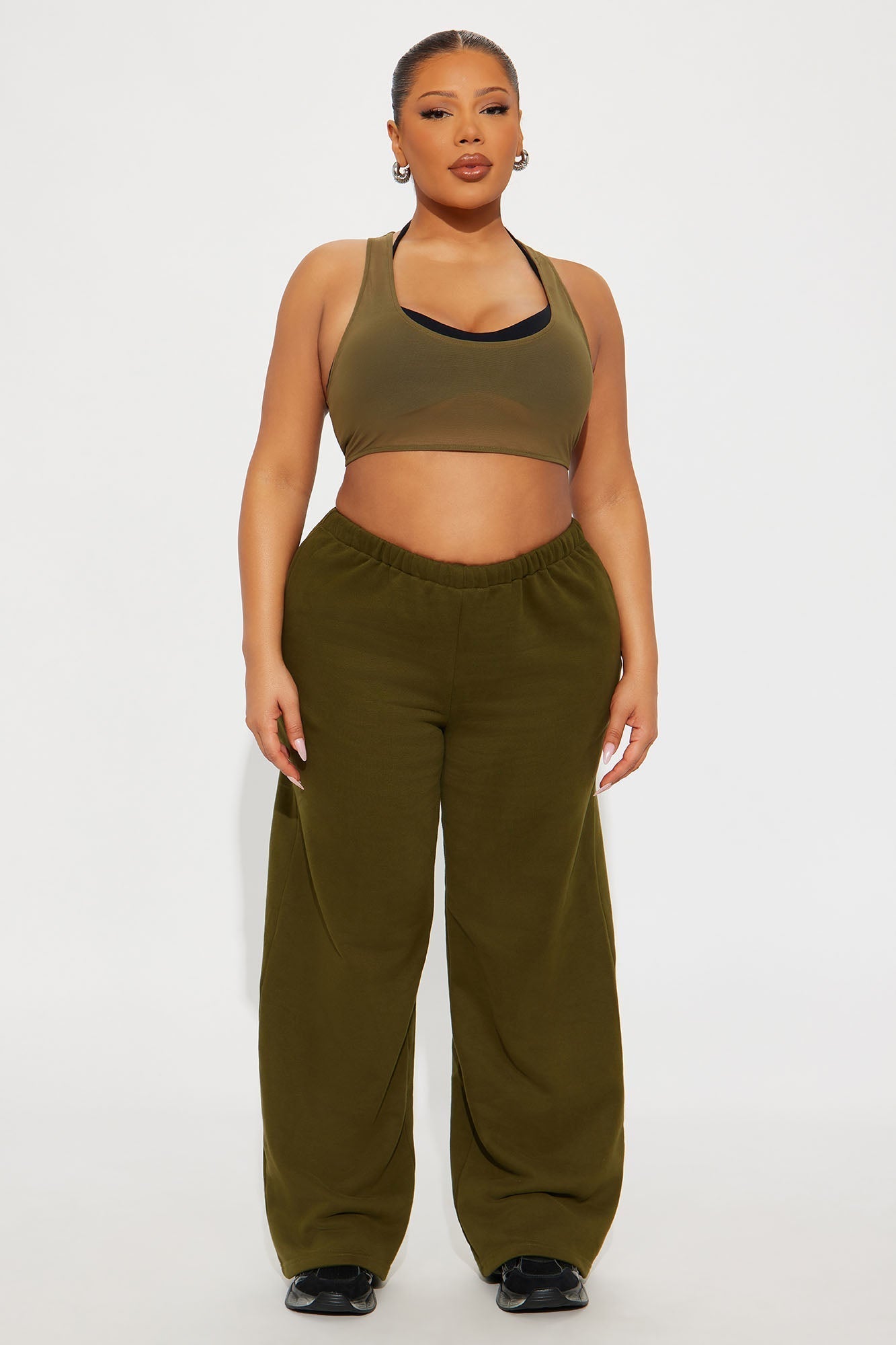 French Terry Drawstring Sweat Pant - Olive