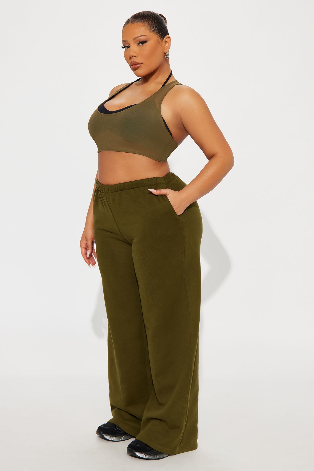 French Terry Drawstring Sweat Pant - Olive