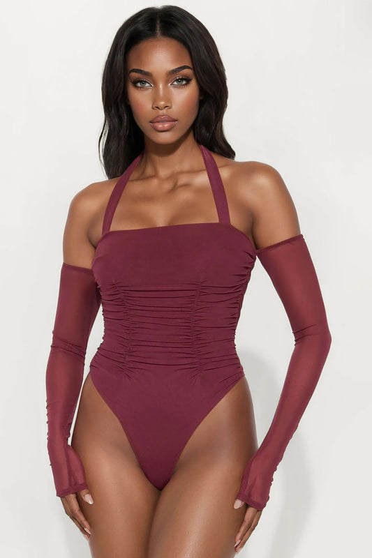 Replacing You Mesh Bodysuit - Wine