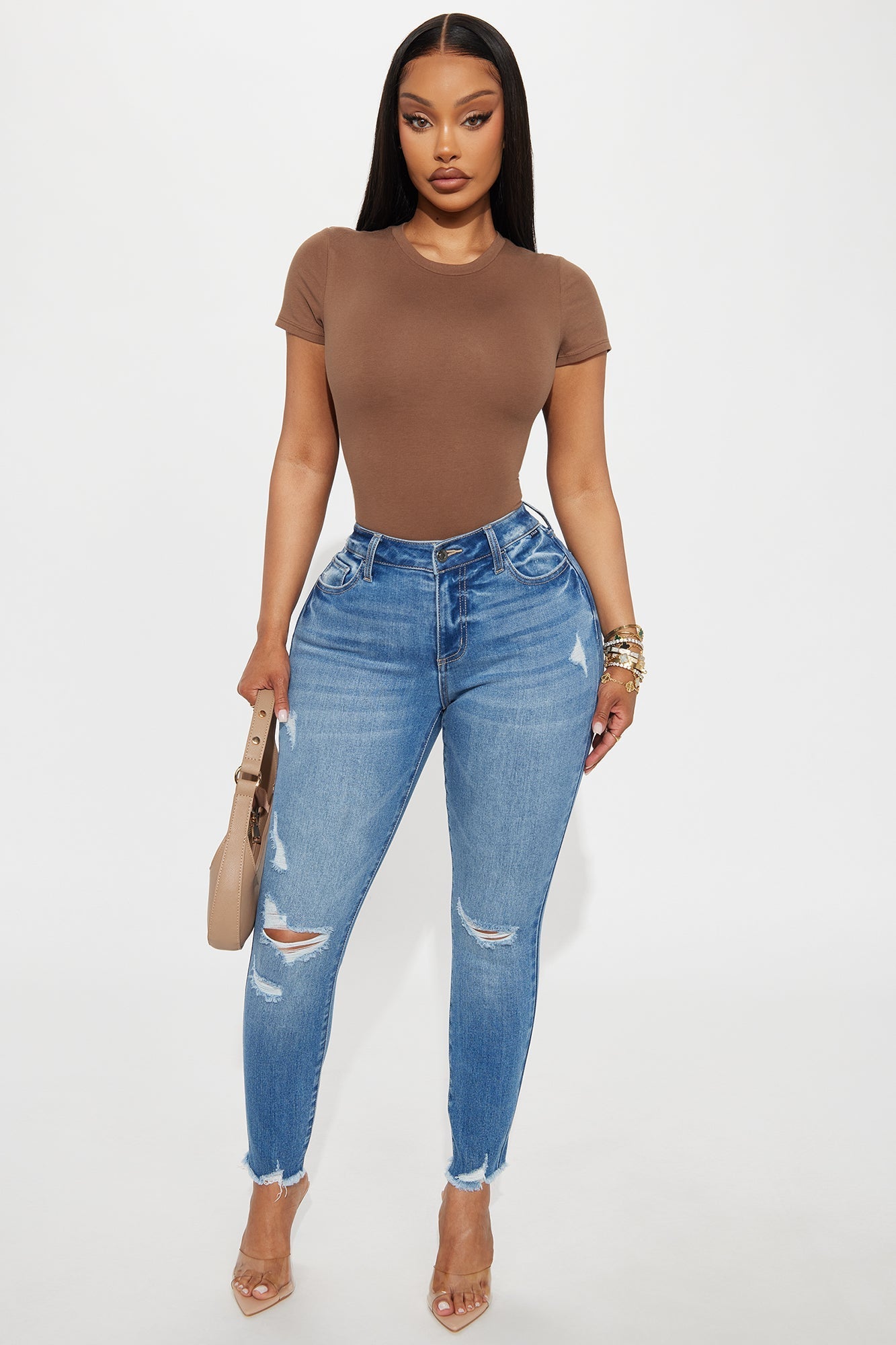 Cambria Short Sleeve Bodysuit - Chestnut