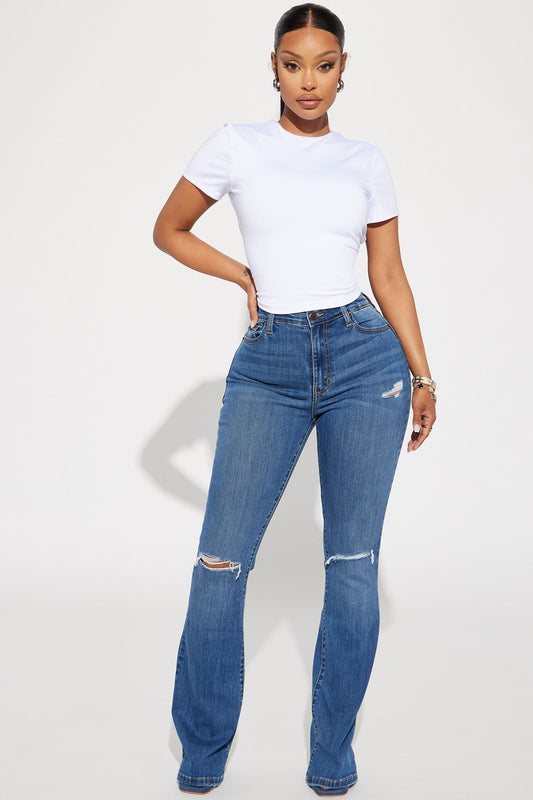 Pleasure Seeker Soft Stretch Flare Jeans - Dark Wash