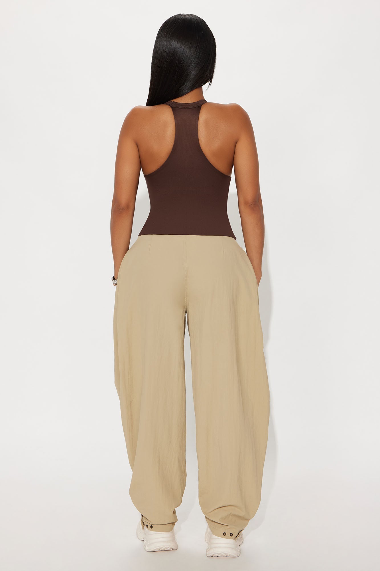 Contour Double Lined V-Neck Tank Top - Chocolate