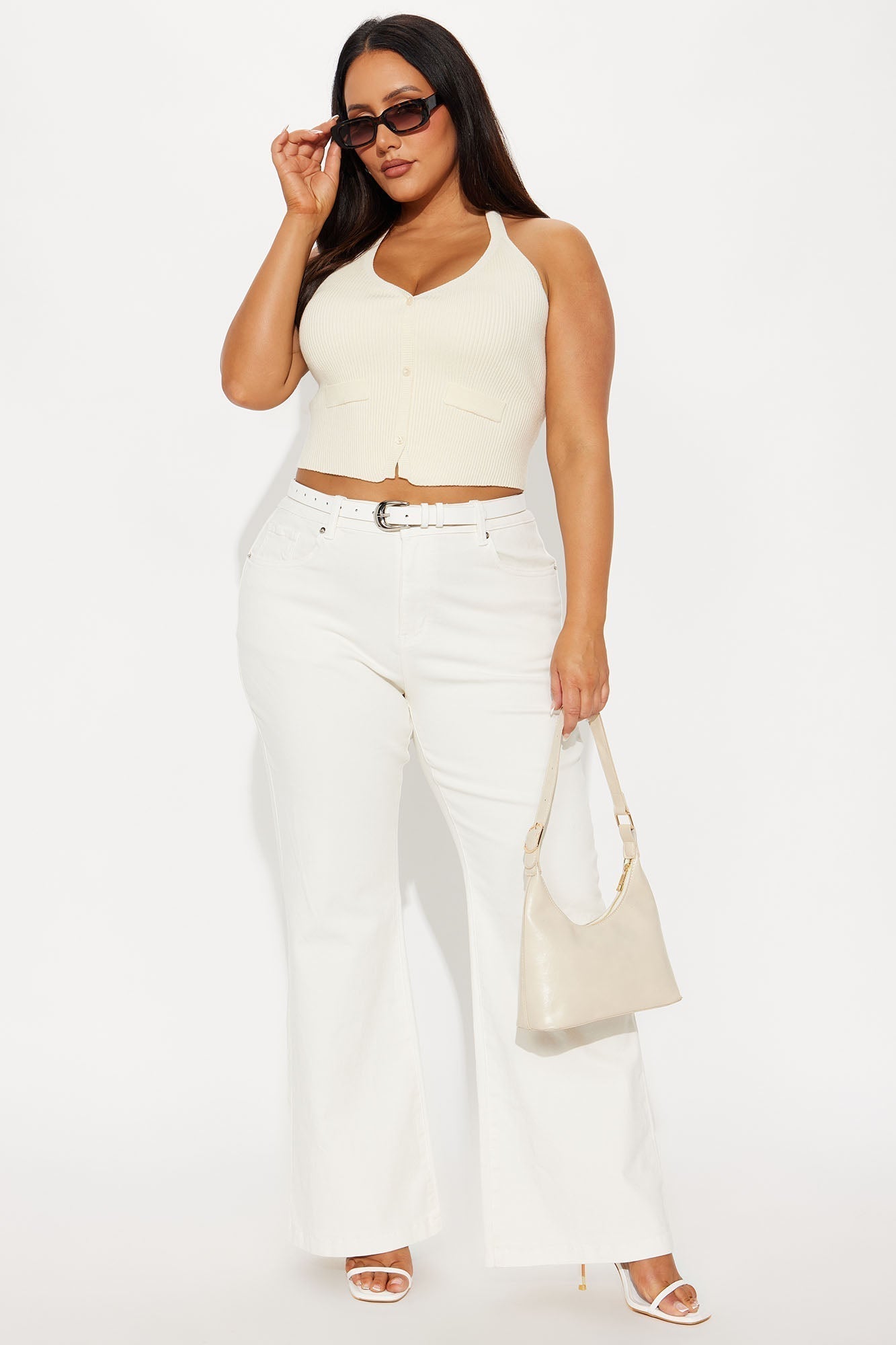 Feeling At Ease Sweater Halter Vest - Cream