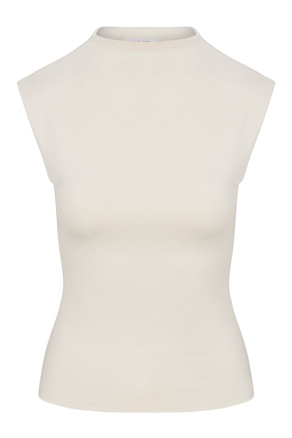 Contour Double Lined Mock Neck Top - Bone