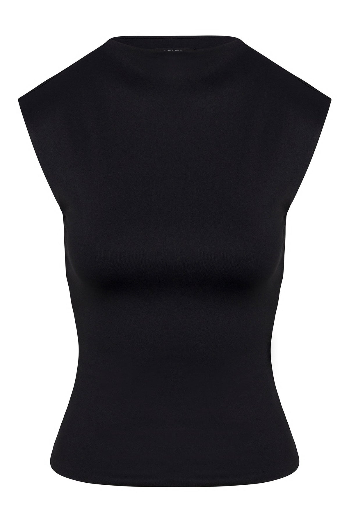 Contour Double Lined Mock Neck Top - Black