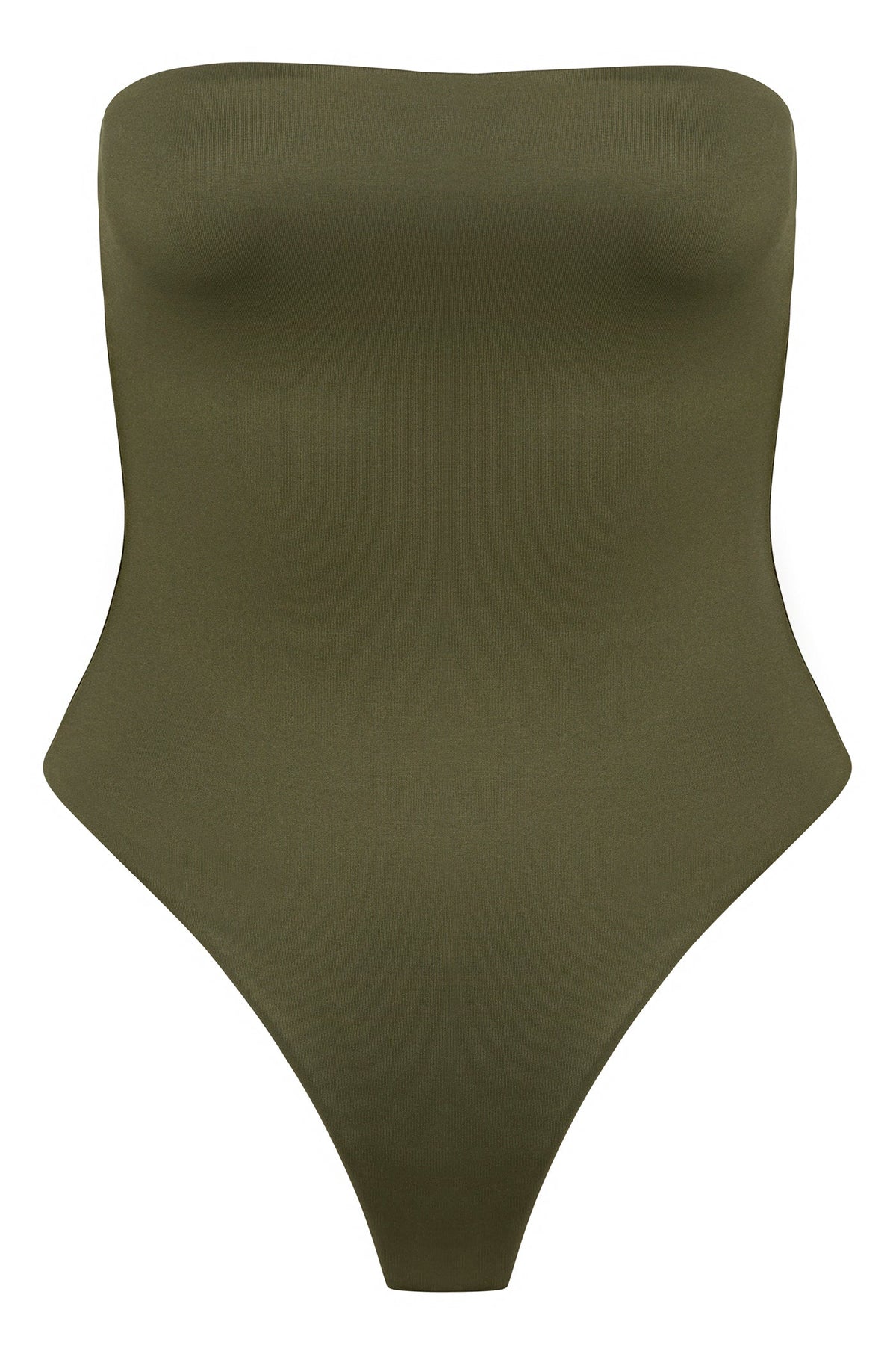 Contour Double Lined Strapless Bodysuit - Military Green