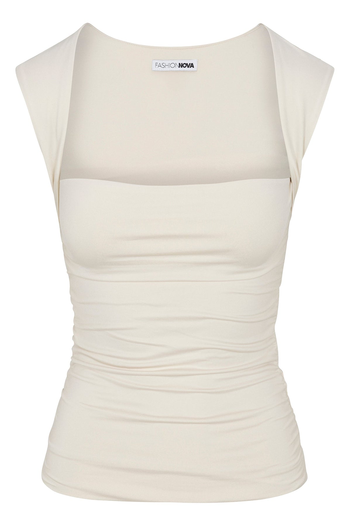 Contour Double Lined Straight Neck Tank Top - Bone