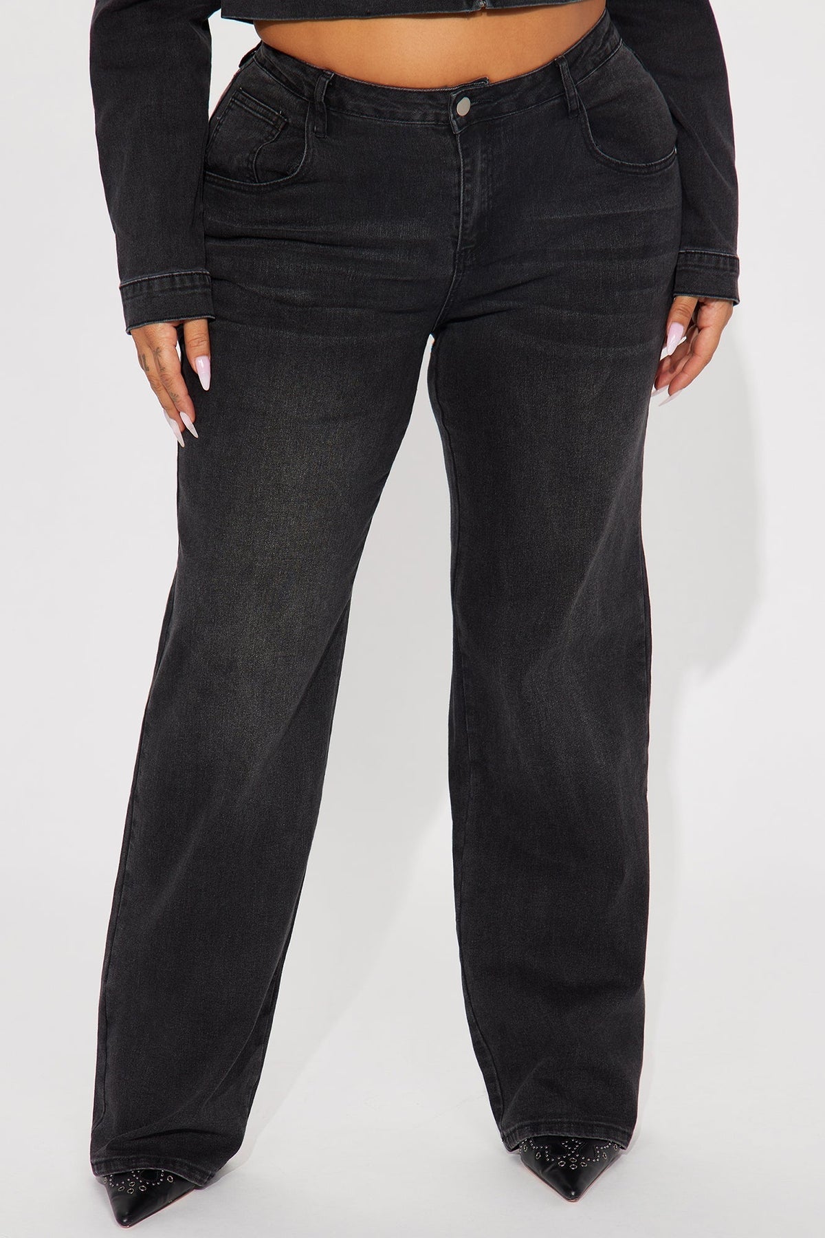 Vita Low Waist Stretch Baggy Jeans - Black Wash