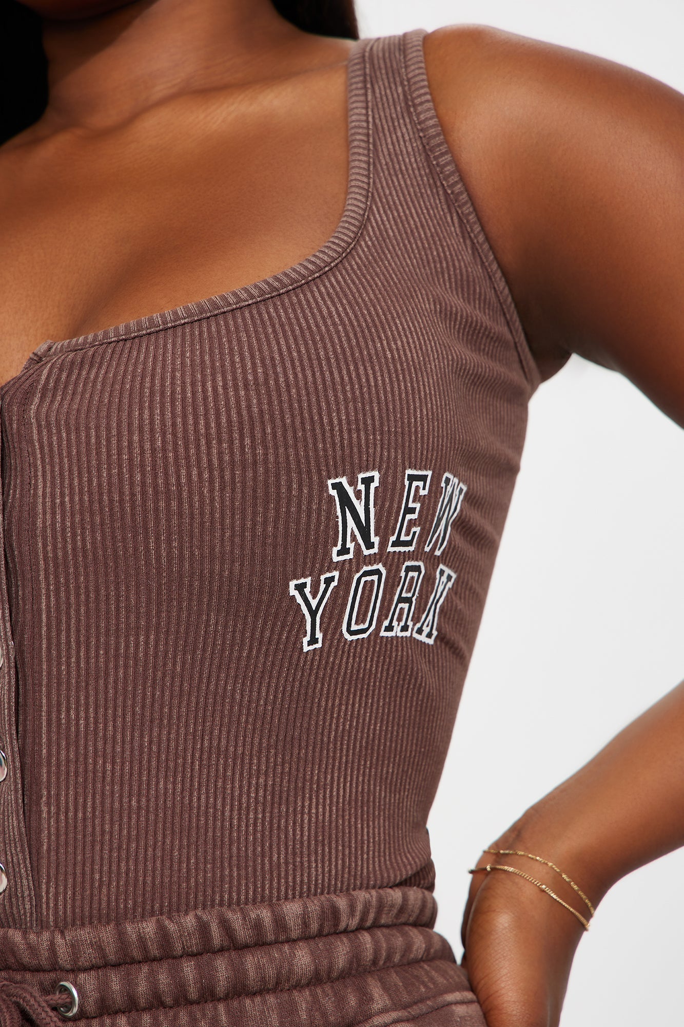 New York Washed Bodysuit - Brown