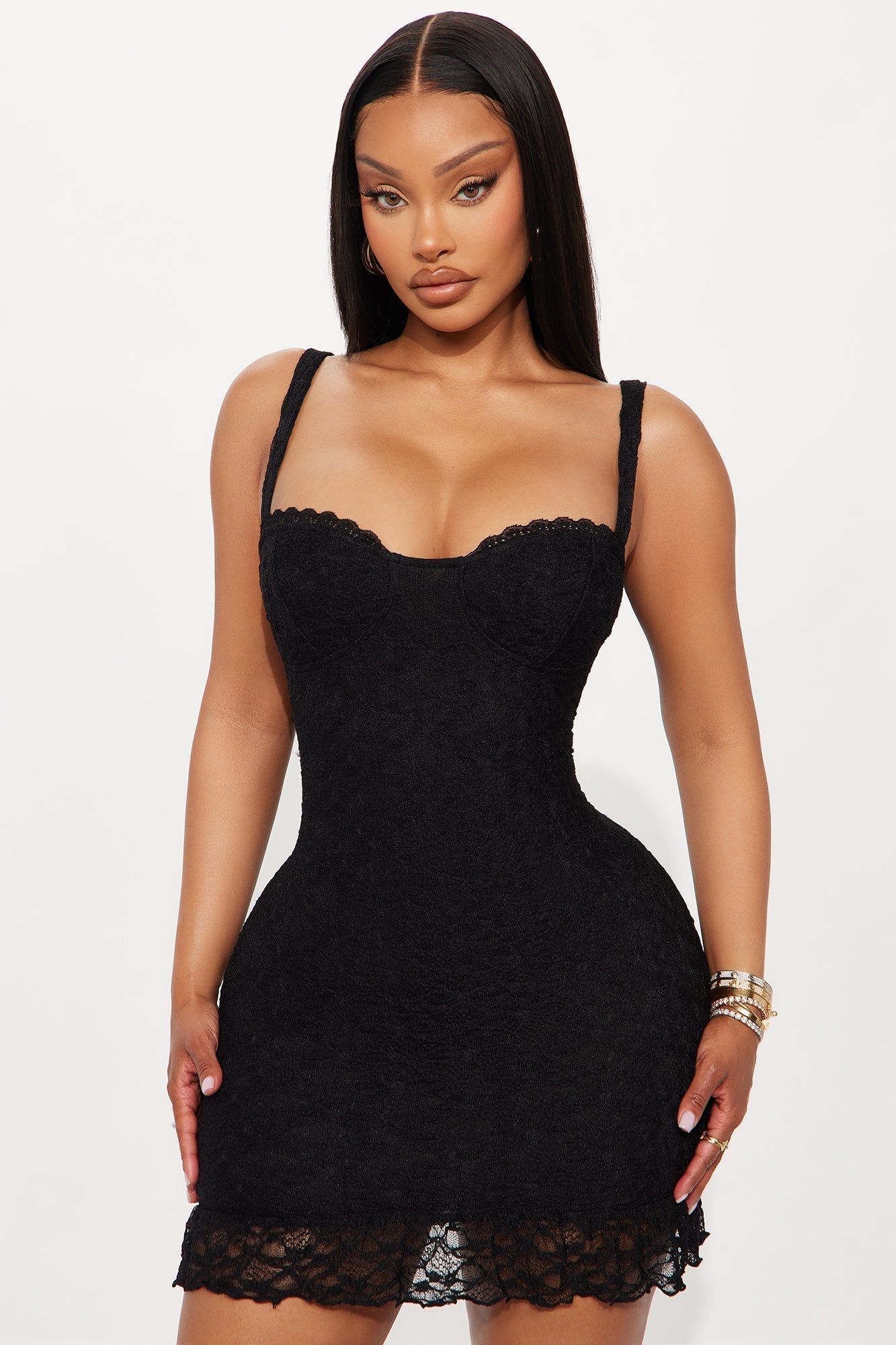 Cleo Lace Micro Mini Dress - Black