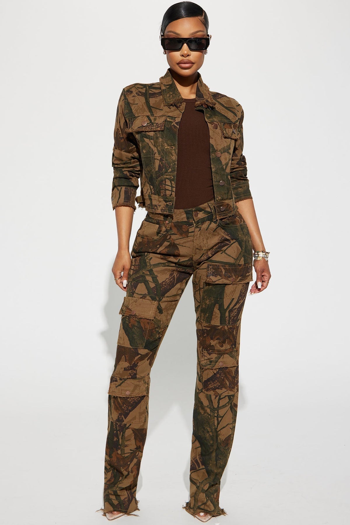 In The Wild Camo Stretch Cargo Jeans - Camouflage
