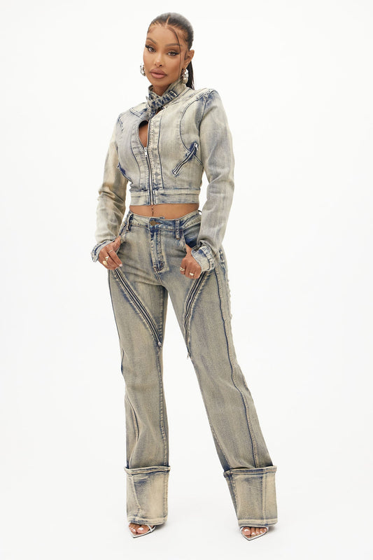 Locking In Stretch Straight Leg Jeans - Vintage Wash