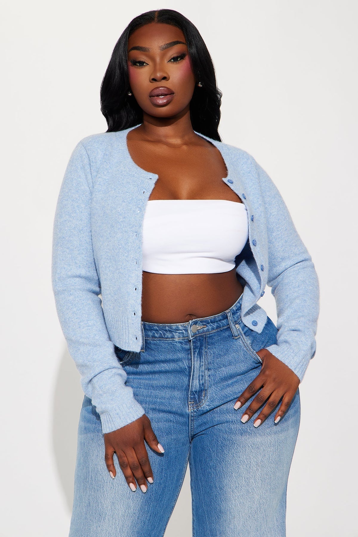 Sweet Sensation Cropped Cardigan - Blue