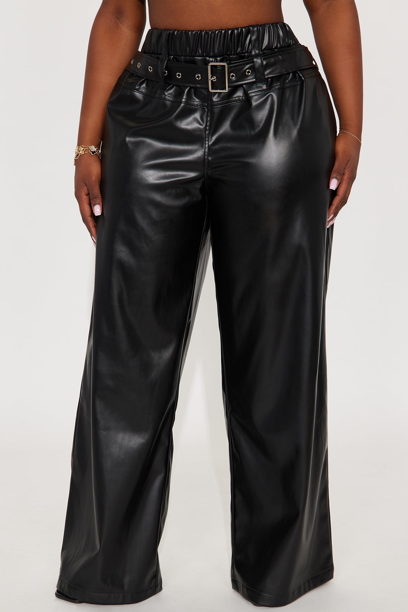 Set Standards Faux Leather Wide Leg Pant - Black