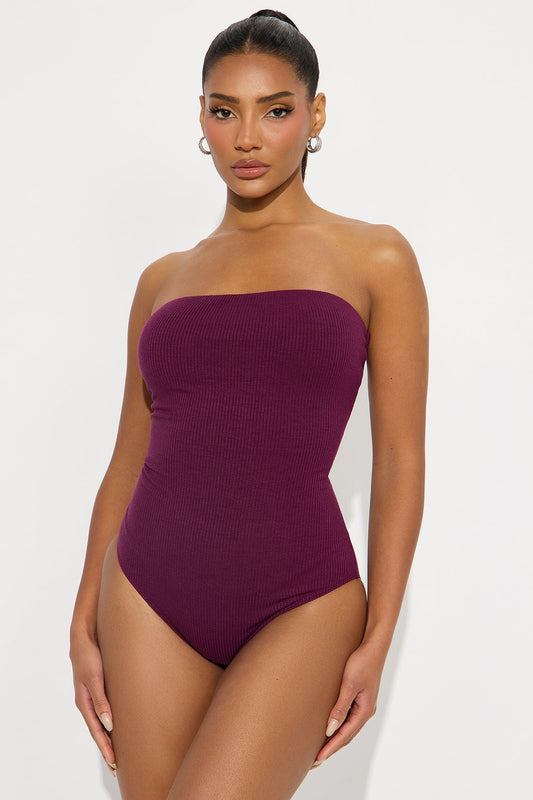 Demi Double Lined Tube Bodysuit - Plum