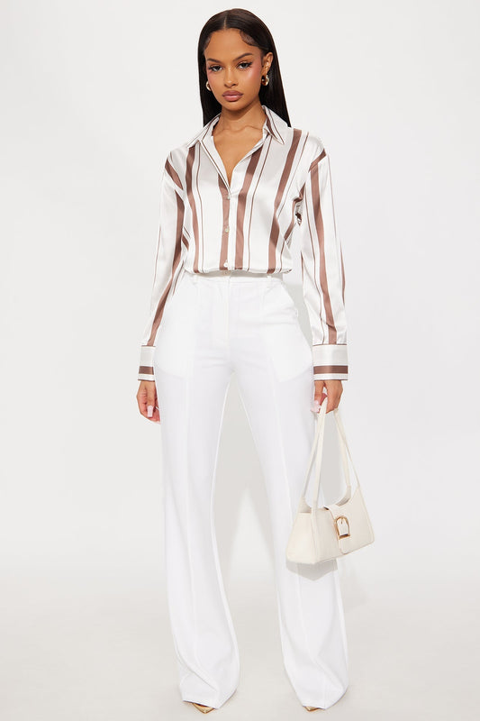 Heidi Wide Leg Trouser Pant - Ivory
