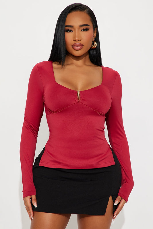 Miley Long Sleeve Top - Red