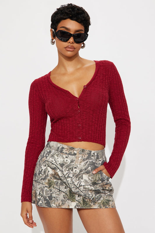 The Joanna Cardigan Top - Red