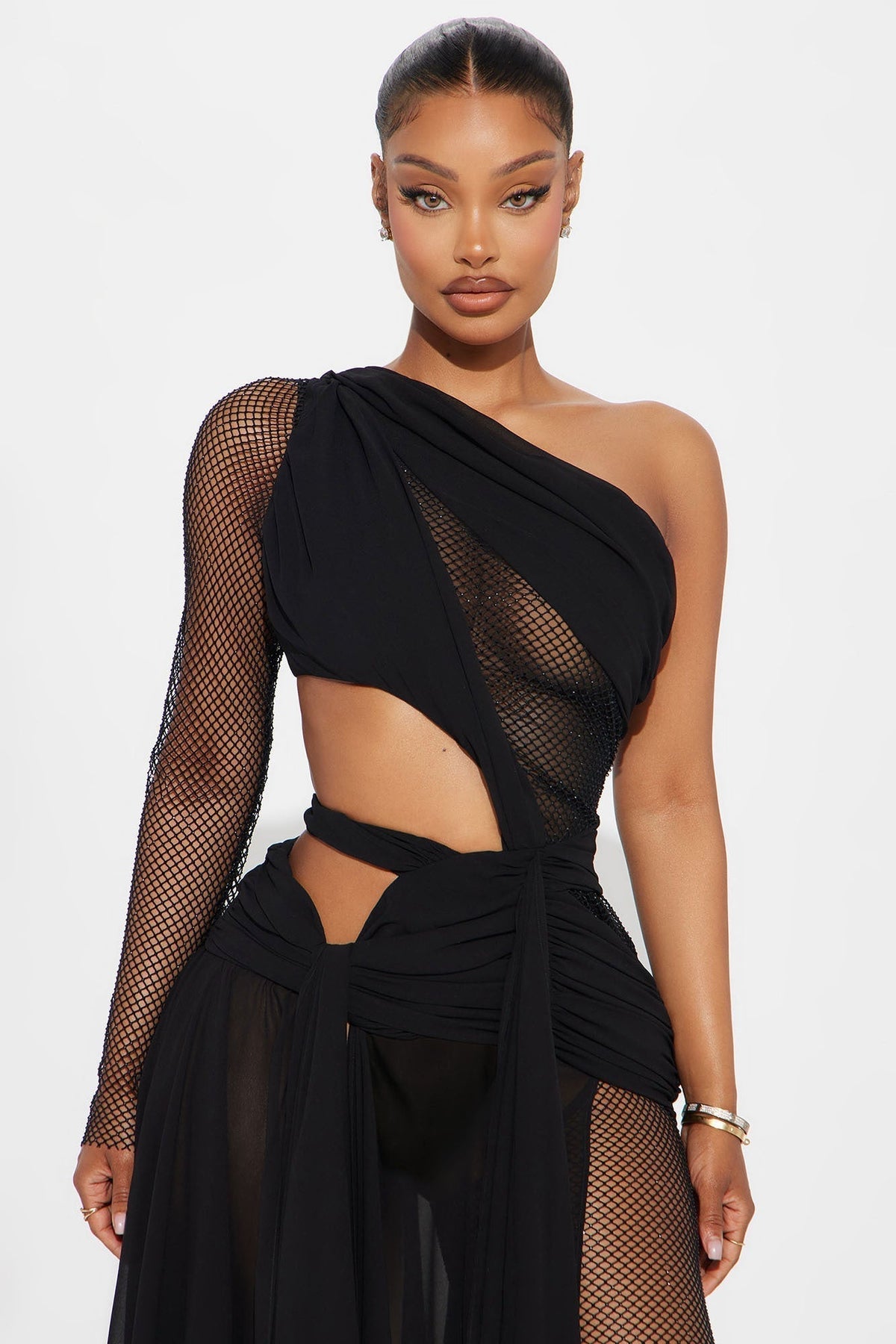 Harper Draped Maxi Dress - Black