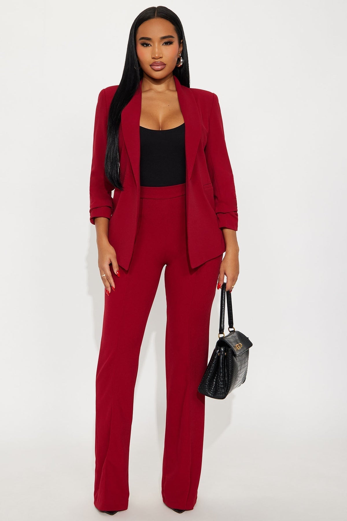 Victoria High Waisted Dress Pants - Red