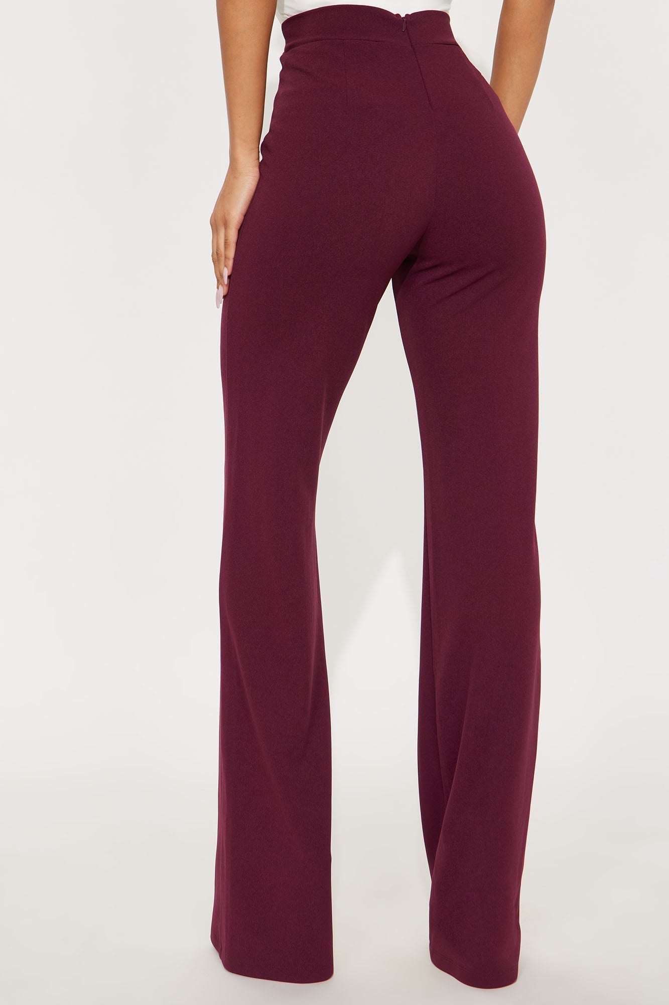 Tall Victoria High Waisted Dress Pants - Burgundy