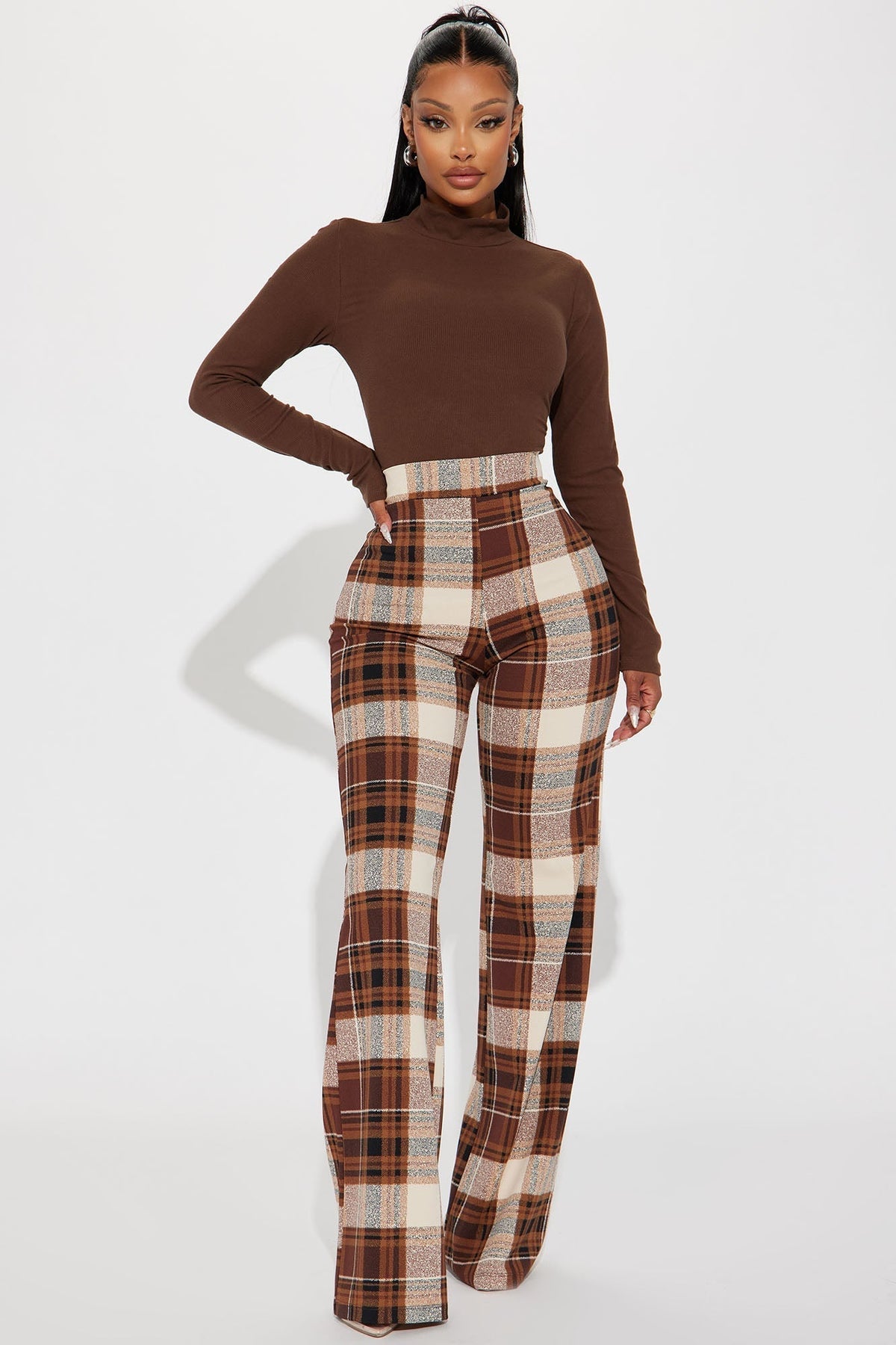 Jahia Flare Pants - Brown/combo