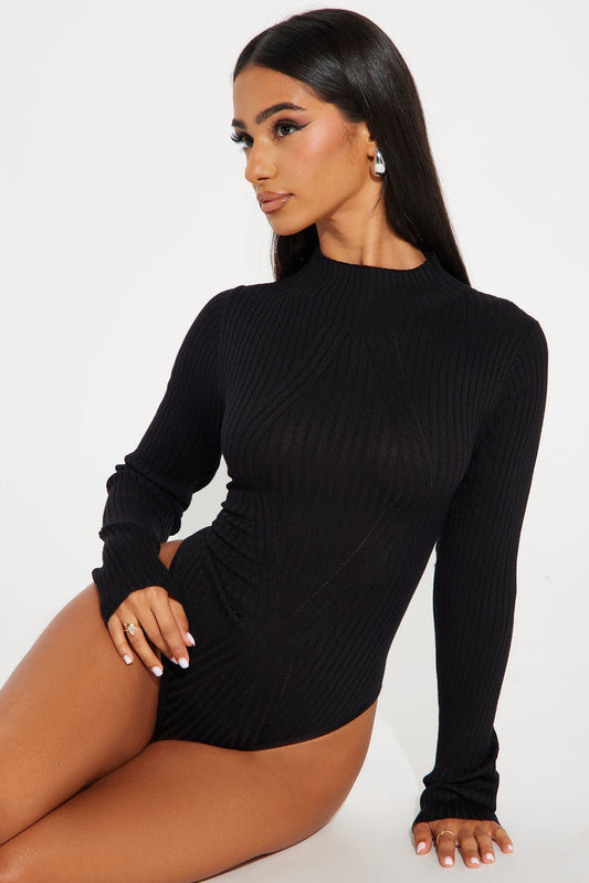 Marenna Sweater Bodysuit - Black