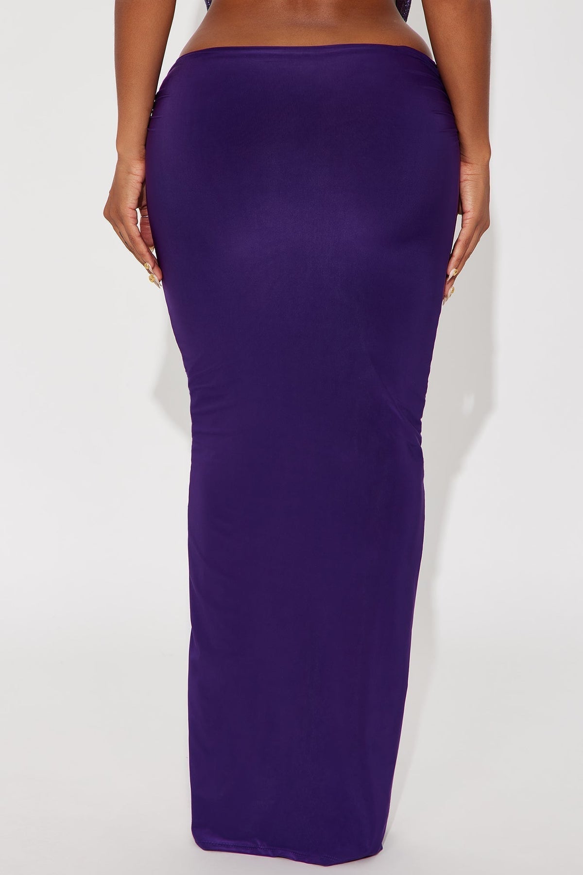 Alessandra Ruched Bodycon Maxi Skirt - Plum