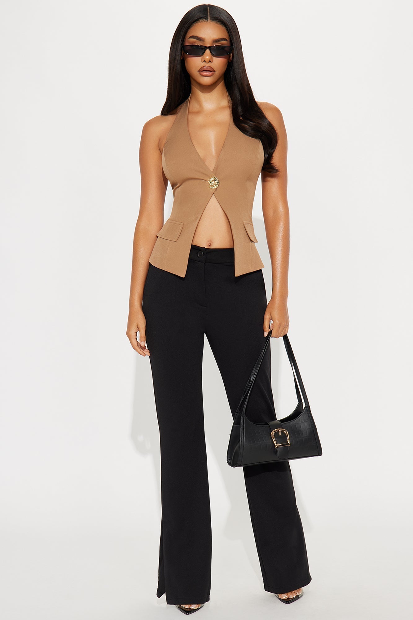 Get In Line Hardware Buttoned Vest - Tan