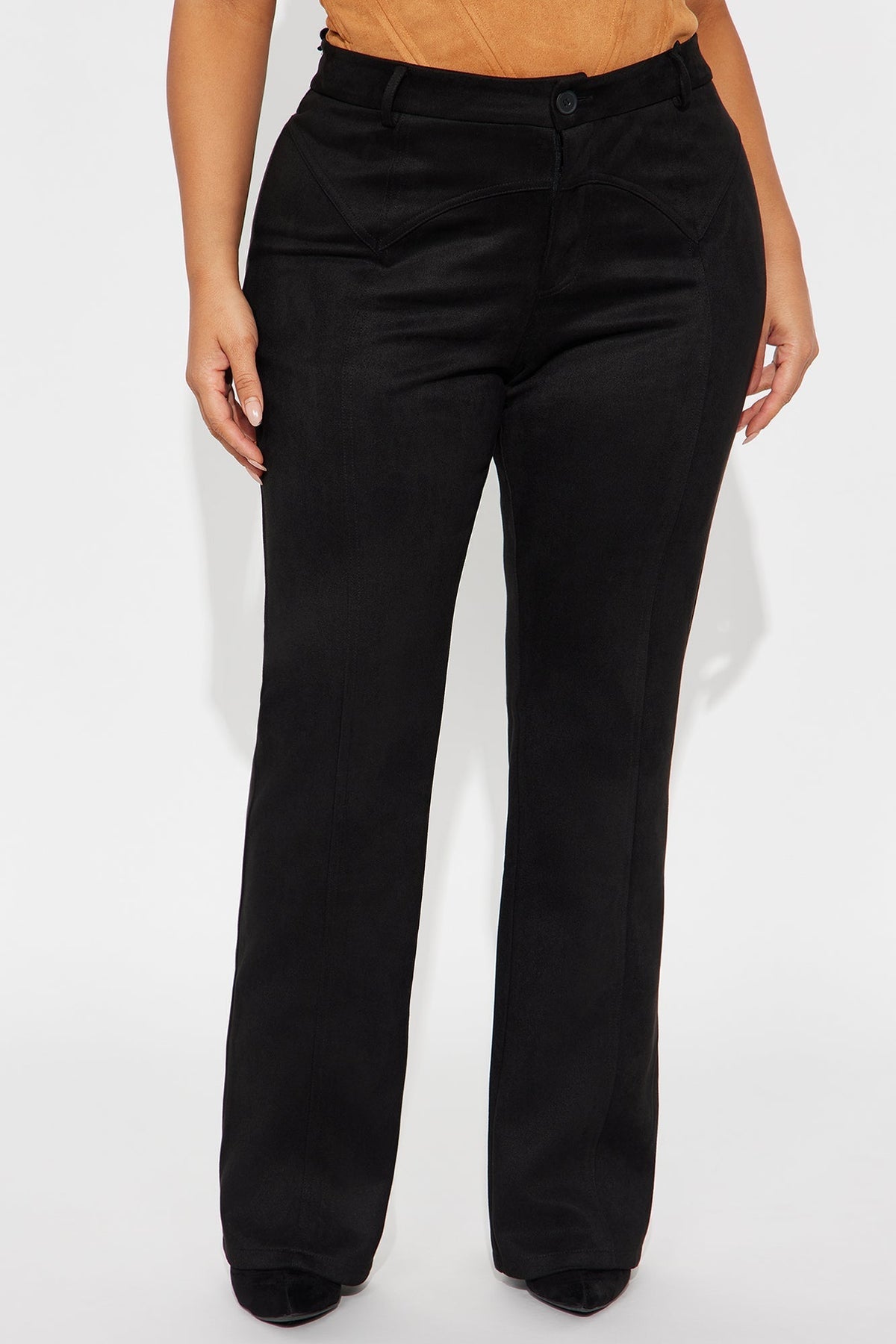 Headed For The Country Faux Suede Flare Pant - Black