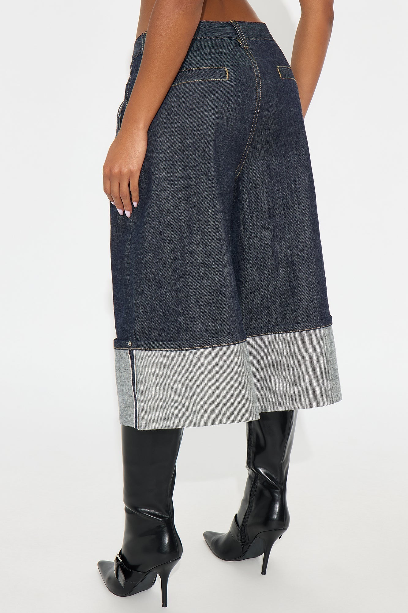 Premium Selvedge Cuffed Denim Jorts - Dark Denim