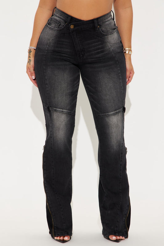 Certified Ten Crossover Moto Bootcut Jeans - Black Wash