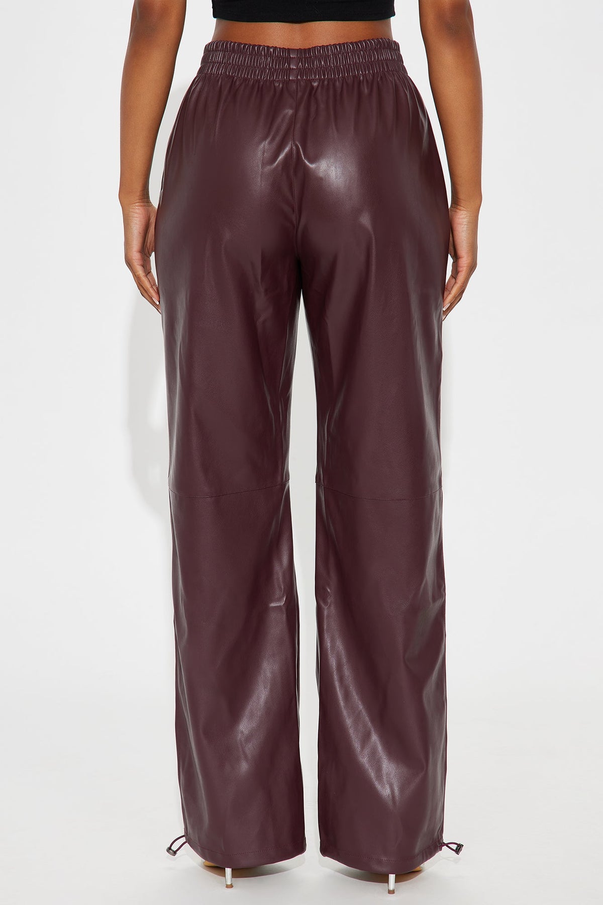 Dana Faux Leather Jogger Pant - Burgundy