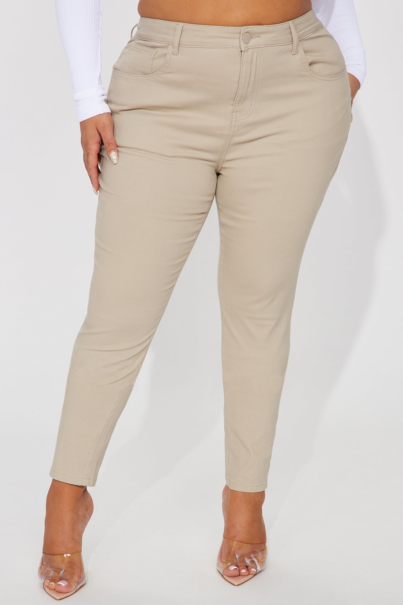 Skinny Uniform Pants - Khaki