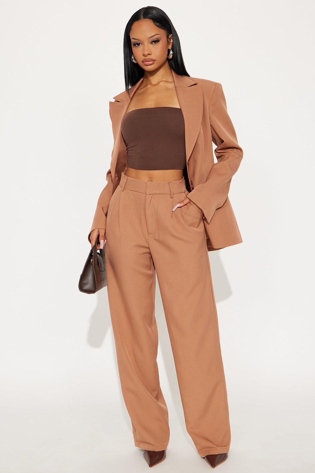 Kendall High Rise Trouser Pant - Mocha