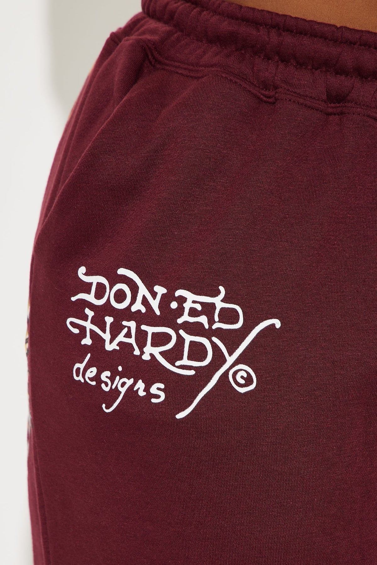 Retro Tiger Ed Hardy Wide Leg Pant - Burgundy
