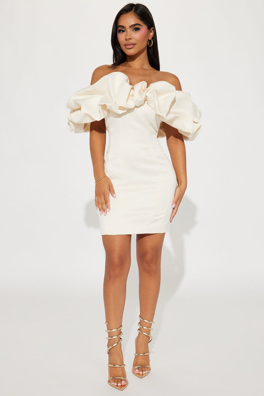 Parisian Nights Mini Dress - Cream