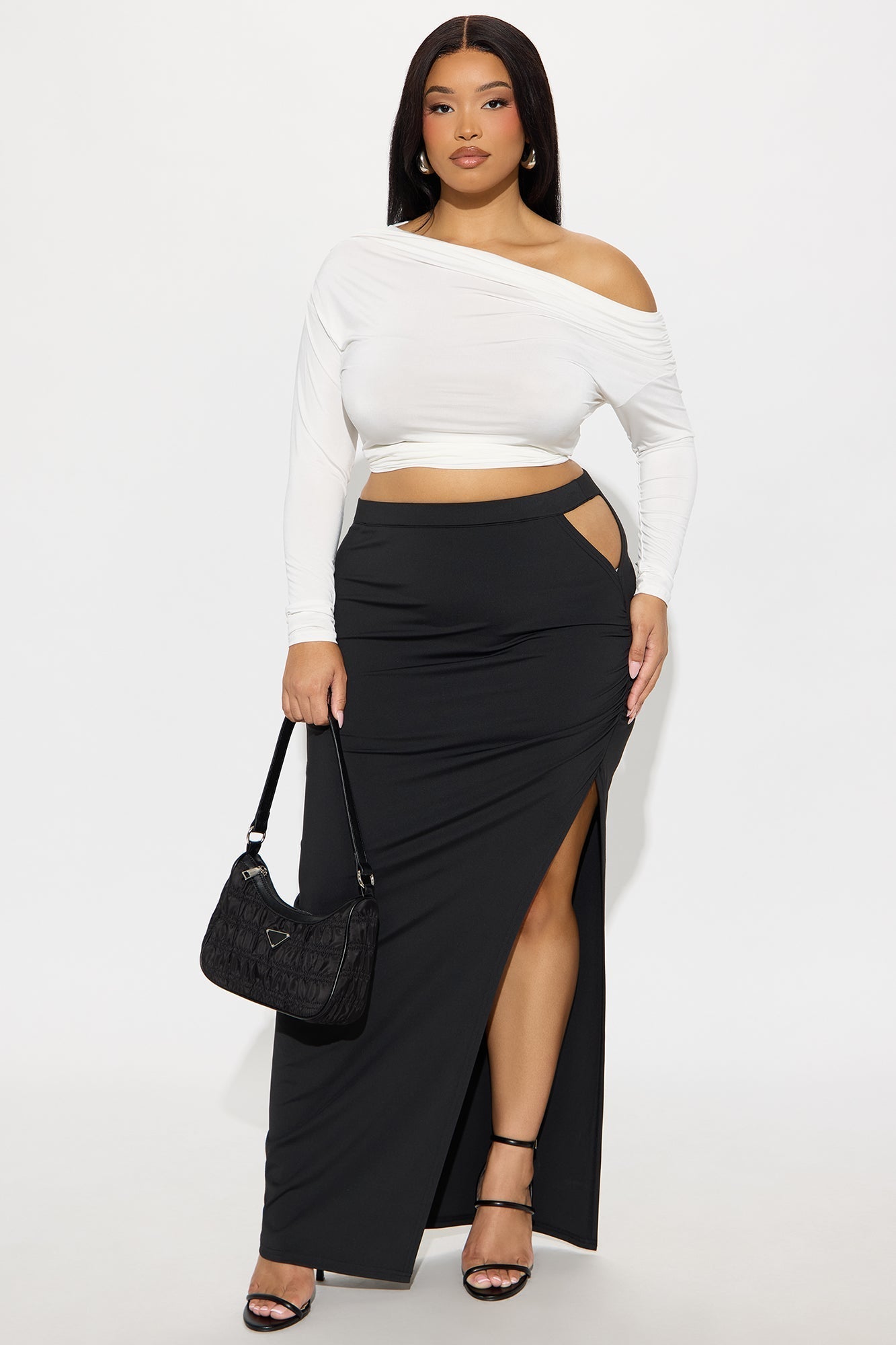 Follow My Lead Side Slit Maxi Skirt - Black